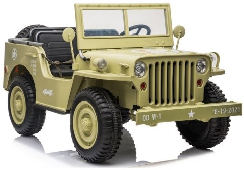 Auto na Akumulator JH101 Wojskowe Dla Dzieci Pilot Światło LED MP3 Khaki